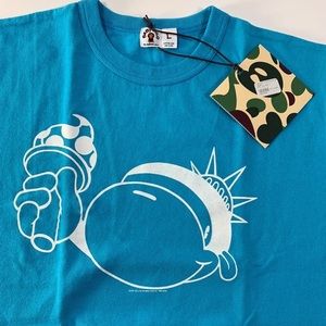 Bape Baby Milo Statue Of Liberty Tee Blue Size Large Made In‎ Japan NWT